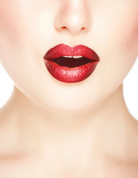 Red lips, close-up portrait — Stock Photo, Image