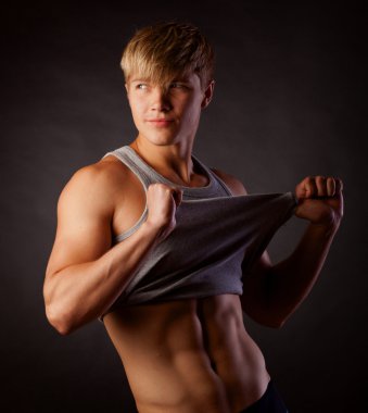 kas genç seksi çıplak adam stüdyo