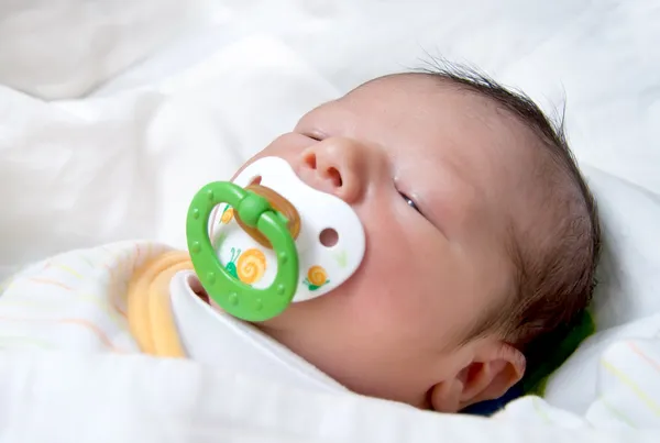Newborn Baby With Pacifier Sleeping — Stock Photo, Image