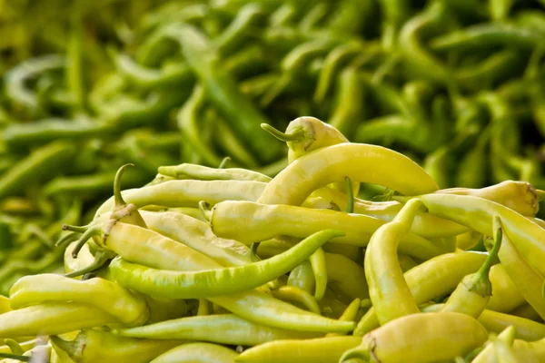 Pimentas verdes maduras frescas orgânicas — Fotografia de Stock