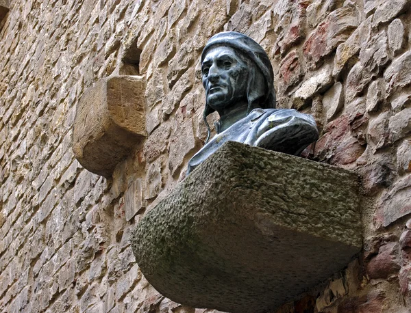 Oude buste van dante alighieri op casa di dante, florence, Italië Stockfoto