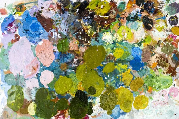 Artist Palette Stained Many Paint — Stock Photo, Image