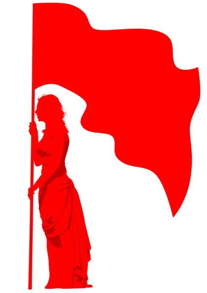 Fille avec des drapeaux — Image vectorielle