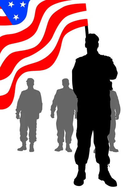 Soldaten onder vlag — Stockvector