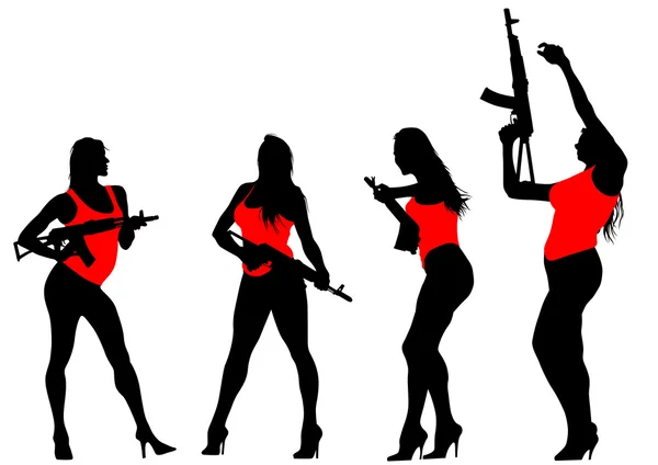 Mujer con pistola — Vector de stock