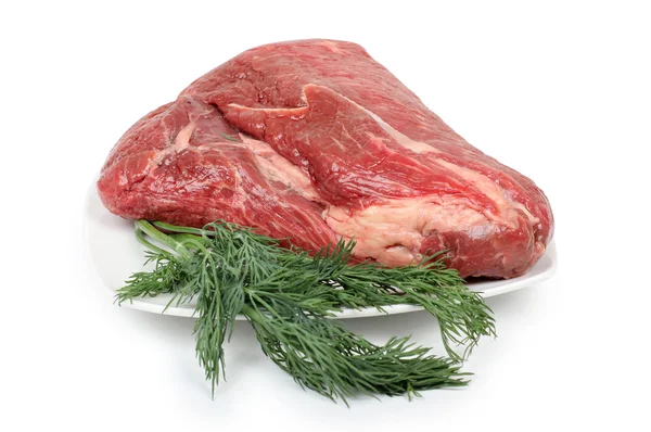 Rohes Fleisch und Dill — Stockfoto