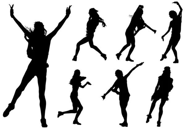 Chicas bailando — Vector de stock