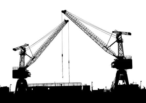 Cranes in port — Stock Vector