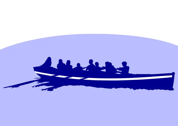 Barco con remos — Vector de stock