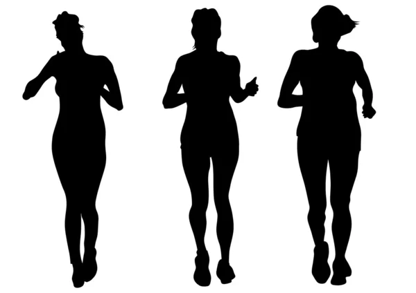 Run women on street — Stock Vector