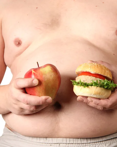 Apple and burger — Stock Photo, Image