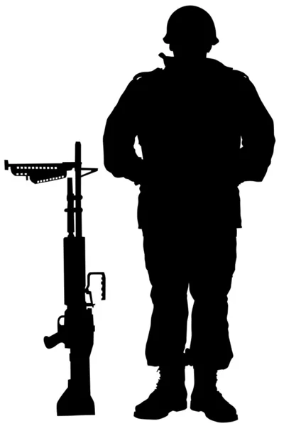 Waffe und Soldat — Stockvektor