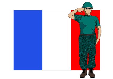 France flag and soldier clipart