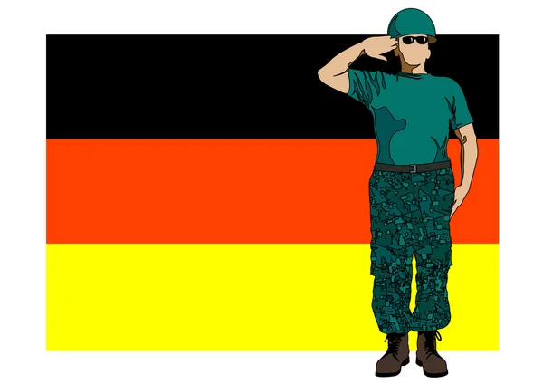 Bandeira e soldado alemão —  Vetores de Stock