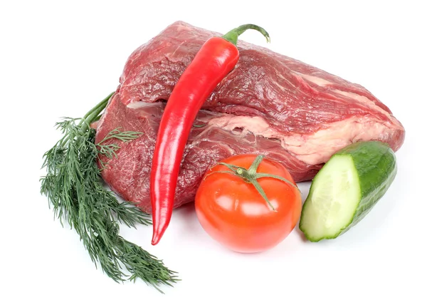 Carne e produtos hortícolas em bruto — Fotografia de Stock