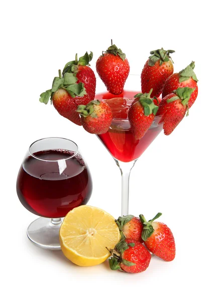 Strawberries in cocktail — Stock Photo, Image