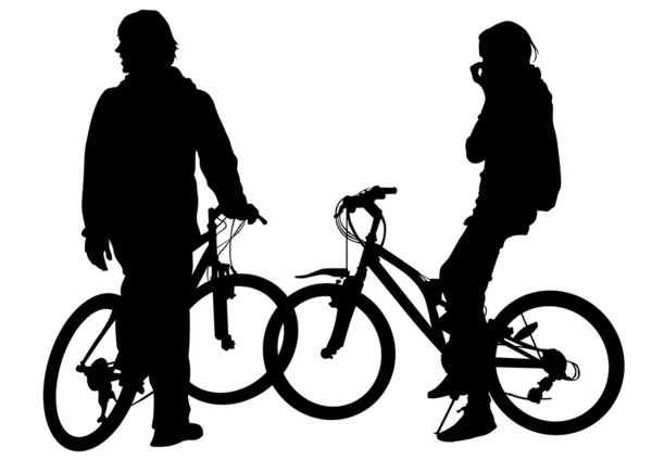 Bisikletçiler iki kadın — Stok Vektör