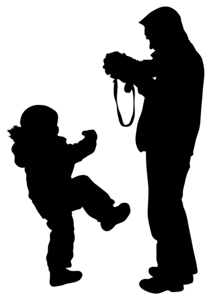 Baby und Mann mit Kamera — Stockvektor