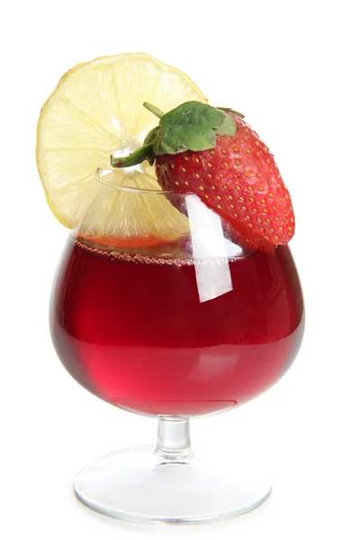 Strawberries and lemon wineglasses — Stock Photo, Image