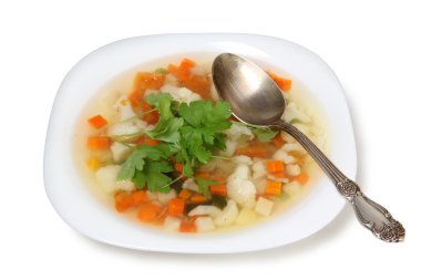 sebze çorbası ve kaşık