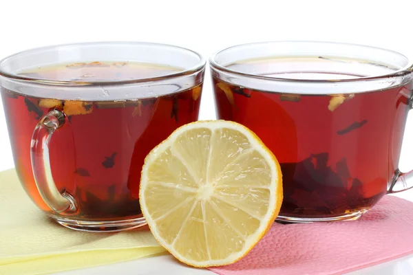 Filiżanki herbaty i cytryny — Zdjęcie stockowe