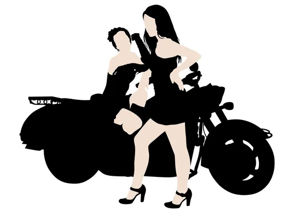 Dos mujeres motociclistas — Archivo Imágenes Vectoriales