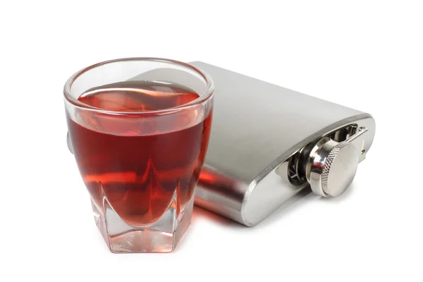 Metal flask whiskey Royalty Free Stock Images