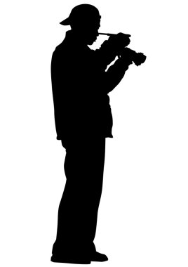 adam ve fotoğraf kamera