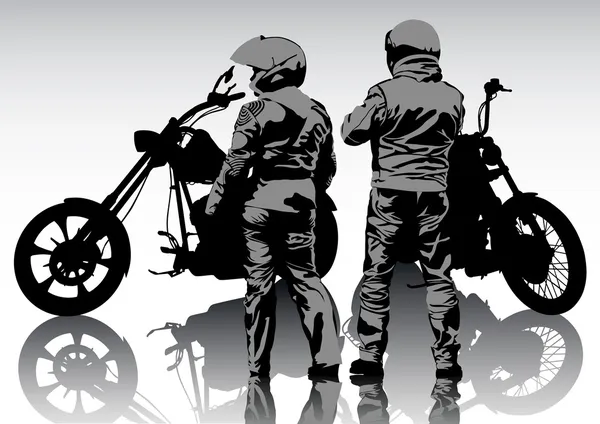 Pár motorkářů v obleku — Stockový vektor