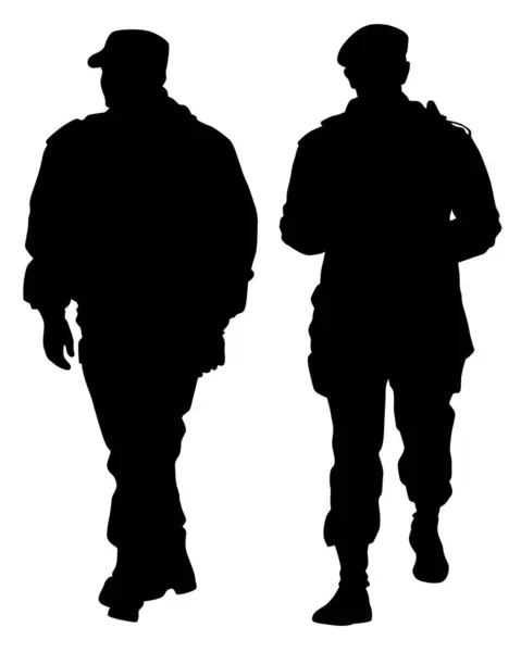 Les Gens Portent Uniforme Police Silhouette Isolée Sur Fond Blanc — Image vectorielle