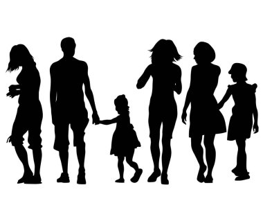 Beyaz arka plan üzerinde küçük çocuğu olan aileler