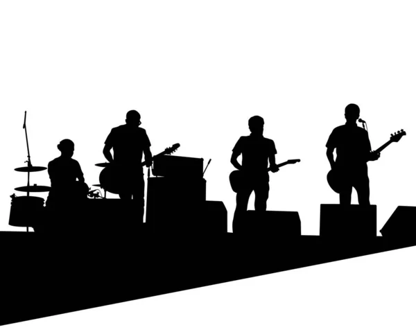 Musikalisk Grupp Människor Konsert Scenen — Stock vektor