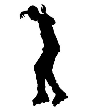 Beyaz arka plan üzerinde paten ve insanlar sporcular