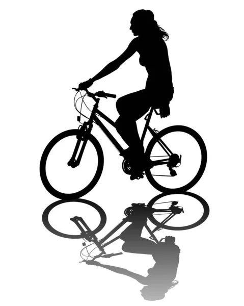 Young Athlete Bike Extreme Stunts Isolated Silhouette White Background — Stock Vector