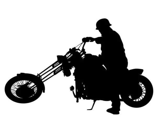 Uomo Abbigliamento Protettivo Cavalca Moto Sportiva Silhouette Isolata Sfondo Bianco — Vettoriale Stock