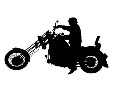 Koruyucu giysili bir adam spor bisikleti sürüyor. Beyaz arka planda izole edilmiş siluet