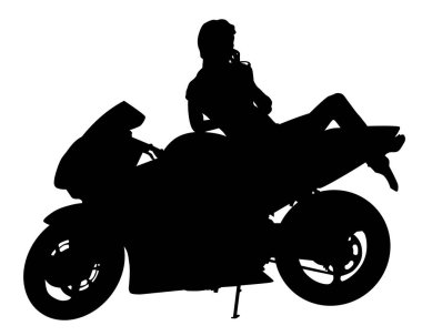 Koruyucu giysili bir adam spor bisikleti sürüyor. Beyaz arka planda izole edilmiş siluet