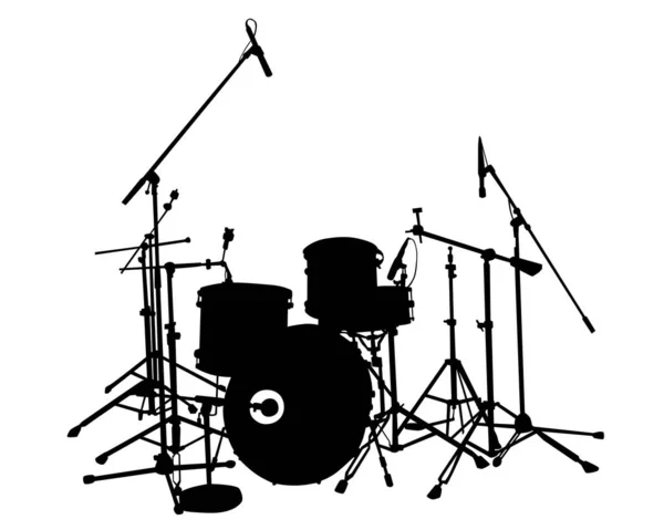 Sada Bubnů Rockové Skupiny Pódiu — Stockový vektor