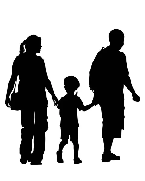Familias Con Niños Pequeños Sobre Fondo Blanco — Vector de stock