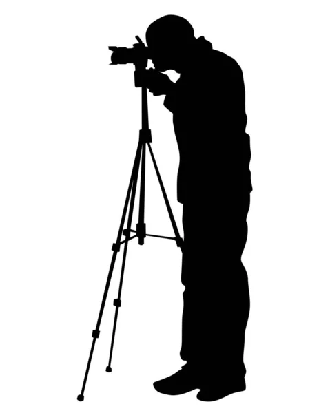 Photograph Photo Camera Street Isolated Silhouettes People White Background — Stock Vector