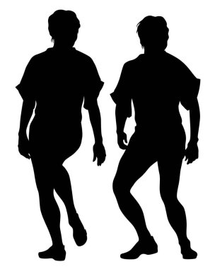 Beyaz bir arka plan üzerinde tiyatro kostüm dansçılar