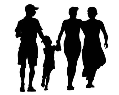 Beyaz arka plan üzerinde küçük çocuğu olan aileler