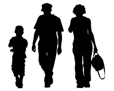 Beyaz arka plan üzerinde küçük çocuğu olan aileler