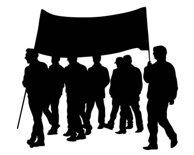 Büyük bayraklı insanlar. Beyaz arka planda izole edilmiş insan siluetleri.