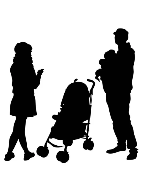 Familien Mit Kleinem Kind Auf Weißem Hintergrund — Stockvektor