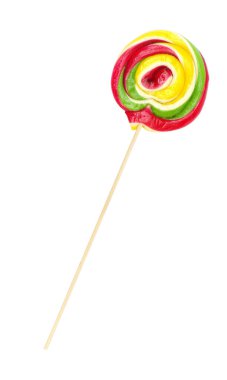 Beyaz arka plan üzerinde izole renkli sarmal lolipop