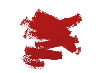 Beyaz arkaplanda kırmızı boya fırçası darbesi