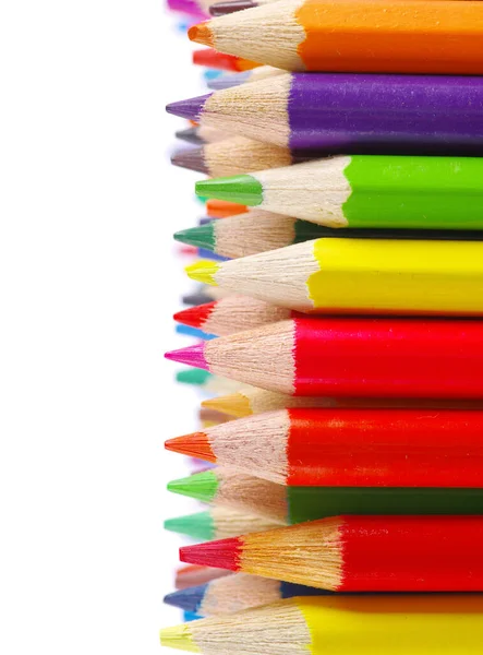 Pile Crayons Couleur Sur Fond Blanc — Photo