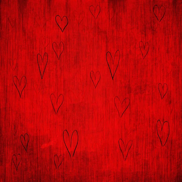 赤い背景バレンタインデーの心 — ストック写真