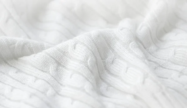 White Knitted Fabric Background Texture — Stock Photo, Image